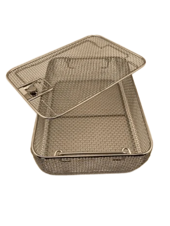 Wire Mesh Sterilization Tray (Double Frame Lid) 13'' L x 9'' W x 3'' H