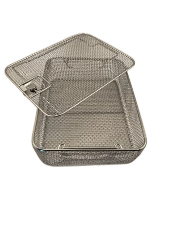 Wire Mesh Sterilization Tray (Double Frame Lid) 13'' L x 10'' W x 3'' H