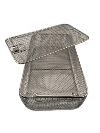 Wire Mesh Sterilization Tray (Double Frame Lid) 16'' L x 9'' W x 3.5'' H