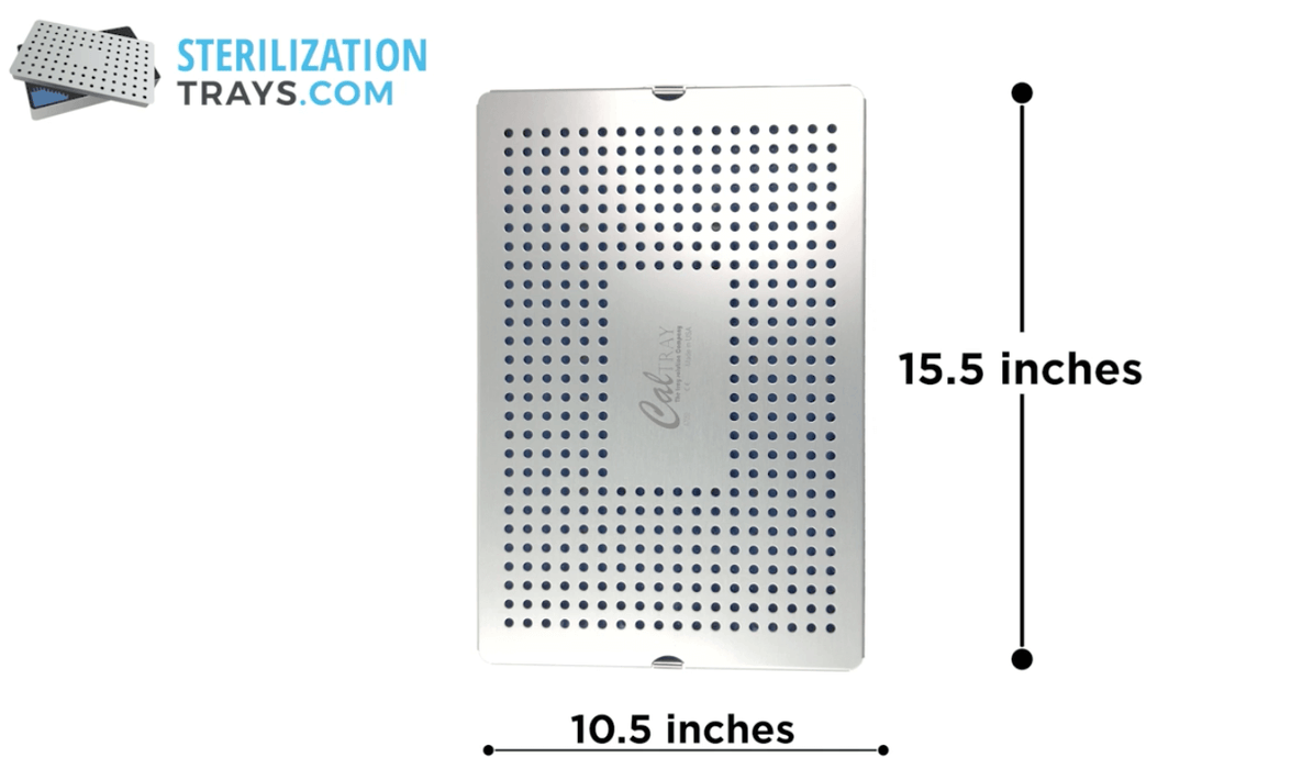 Sterilization Tray Aluminum Deep Single Layer 15.5" L X 10.5" W X 1.5" H - CalTray A7050