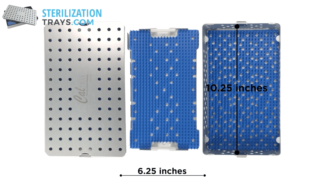 Sterilization Tray Aluminum Large Deep Double Layer Size 10" L X 6" W X 1.5" H - CalTray A4100