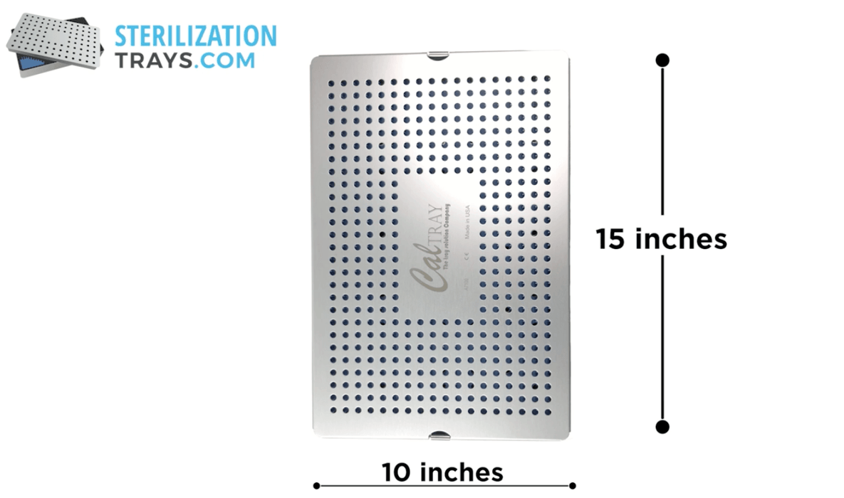 Sterilization Tray Aluminum Extra Large Deep Double Layer 15" x 10" x 1.5" - CalTray A7100