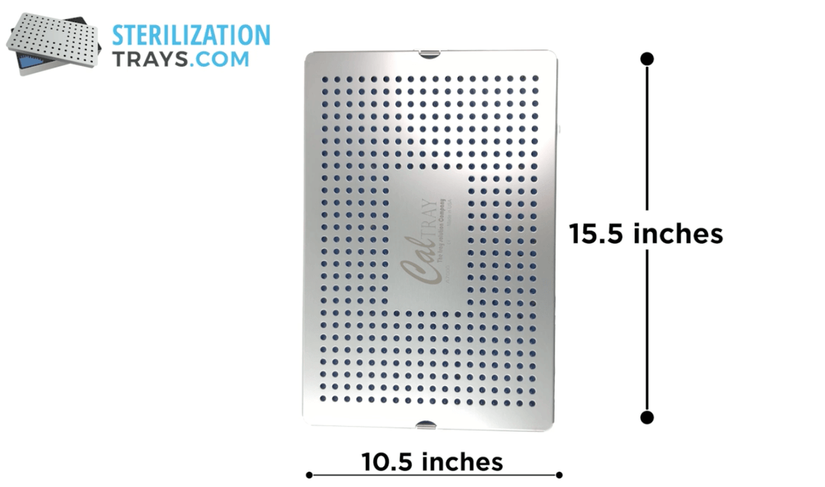 Sterilization Tray Aluminum Extra Large Single Layer 15" L X 10" W X 0.8" H - CalTray A7000