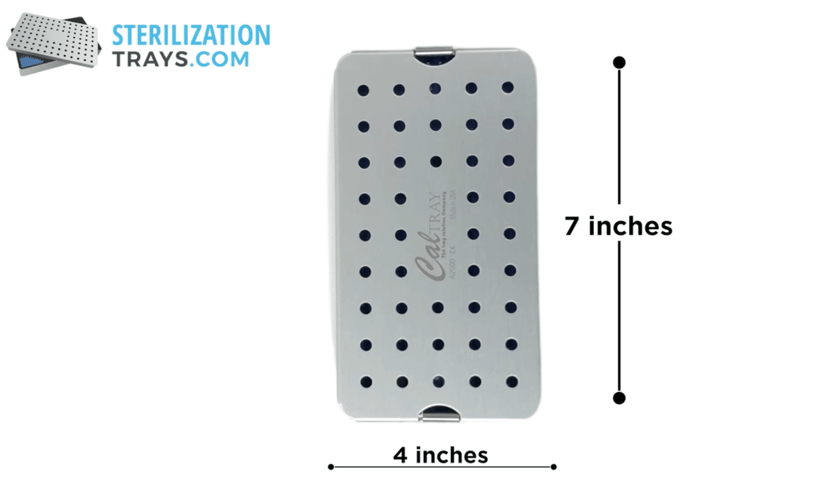 Sterilization Tray Aluminum Medium Size 7.5" L X 4" W X 0.80" H - CalTray A2000