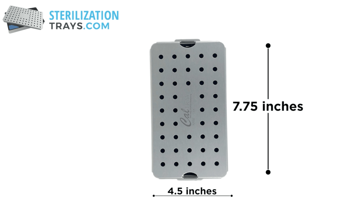Sterilization Tray Aluminum Medium Size 7.75" L X 4.25" W X 1.50" H - CalTray A2050
