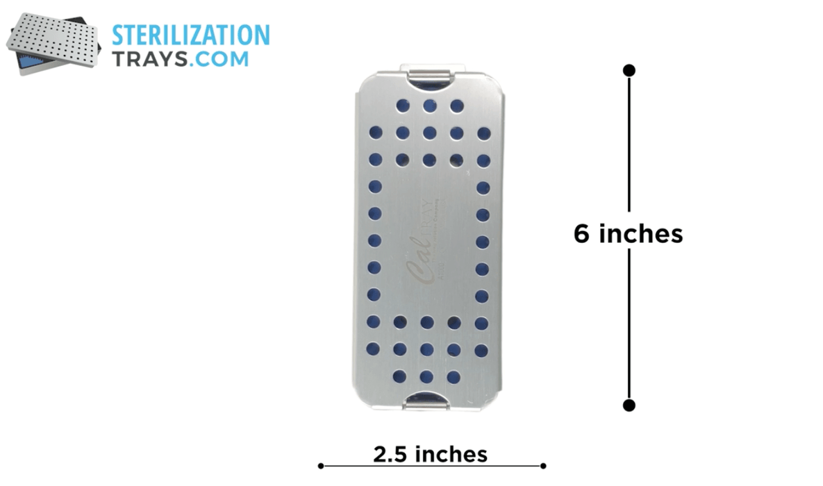 Sterilization Tray Aluminum Small Size 6" L X 2.5" W X 0.8" H Durable Light Weight - CalTray A1000