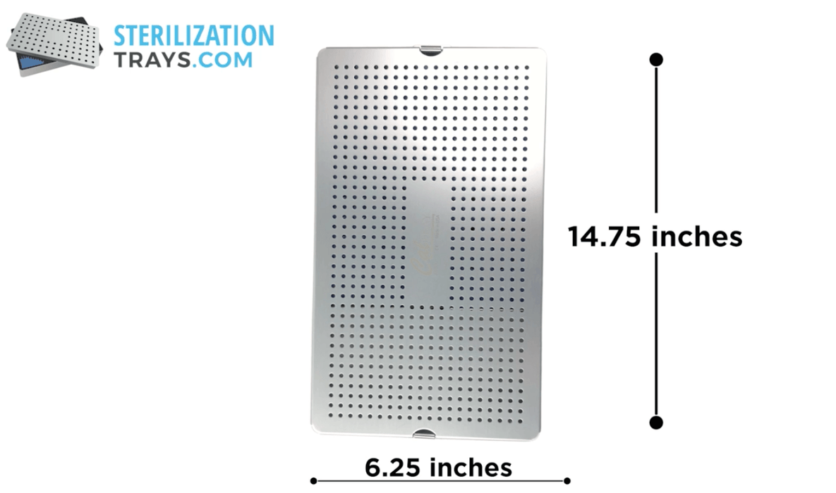 Sterilization Tray Aluminum With Cannula Slots 14.5" L X 8.5" W X 1.5" H - CalTray A6000